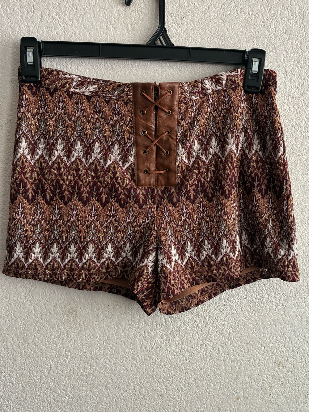 Voyage Vintage Lace-Up Brown Patterned Women's Shorts 4